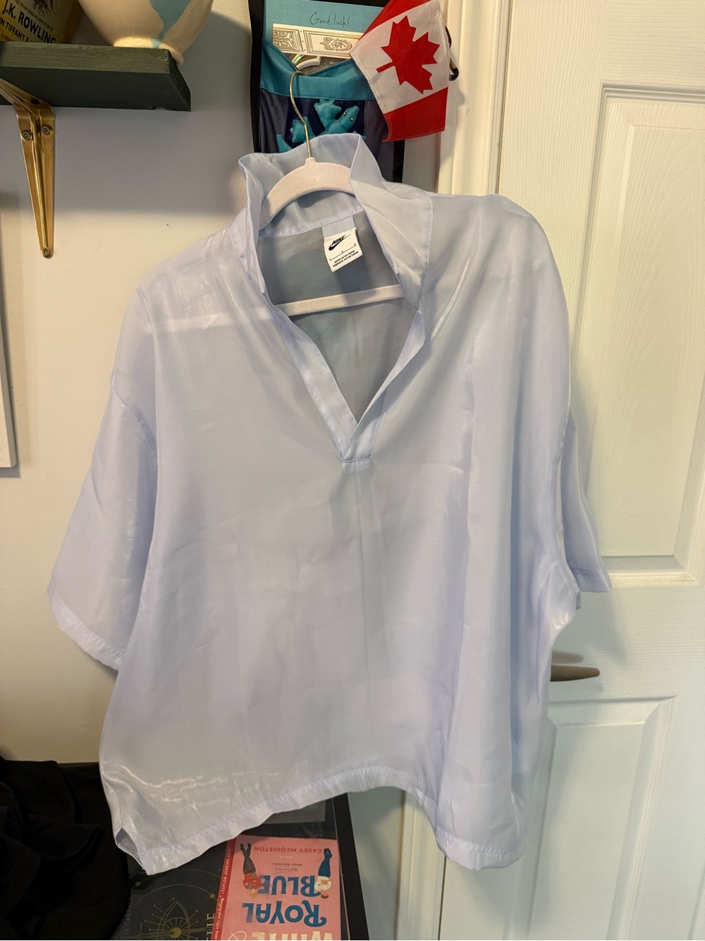 Nike Pale Blue Sheer V-Neck Short Sleeve Pullover